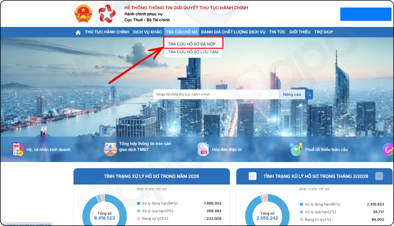 tra cứu hồ sơ đã nộp