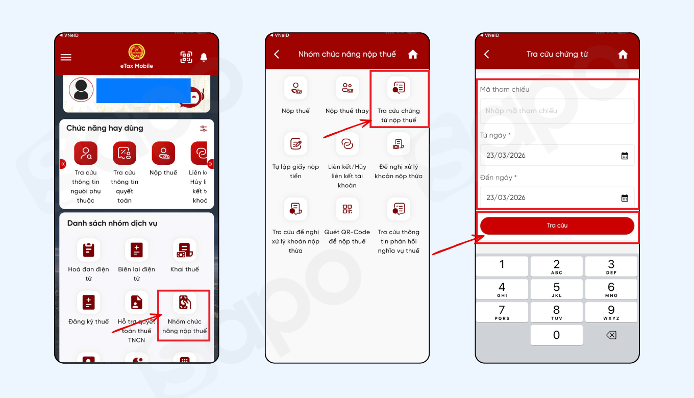 tra hồ sơ thuế đã nộp trên etax mobile