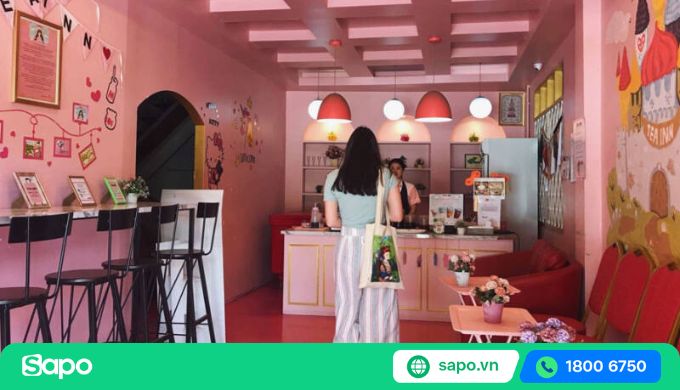 trang trí cửa hàng trà sữa dễ thương