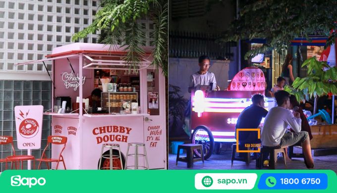 trang trí quán trà sữa vỉa hè
