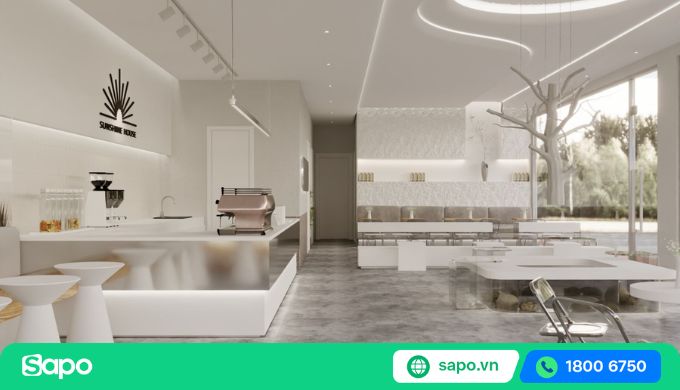 trang trí quán trà sữa đơn giản