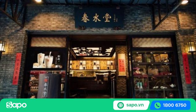trang trí quán trà sữa phong cách trung quốc