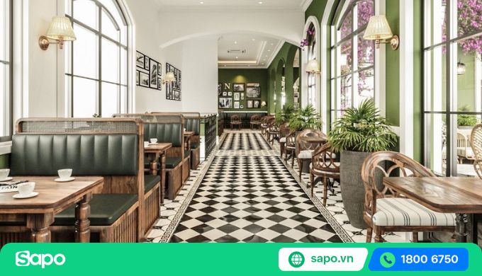 quán trà sữa trang trí cổ điển