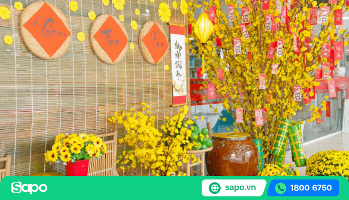 tiểu cảnh tết ấn tượng