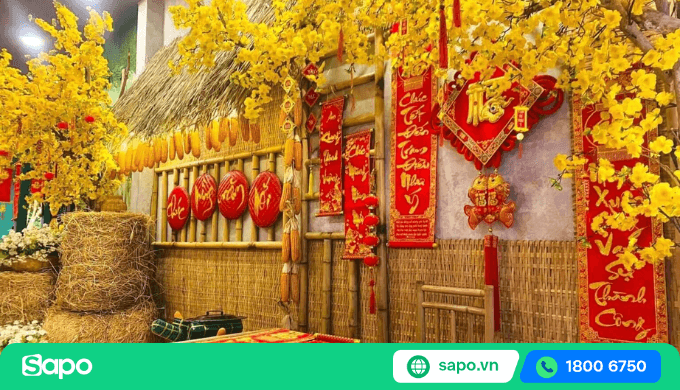 trang trí quán cafe ngày tết
