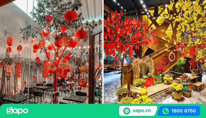 trang trí tết quán cafe