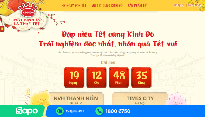 Đồng hồ đếm ngược Tết trên website