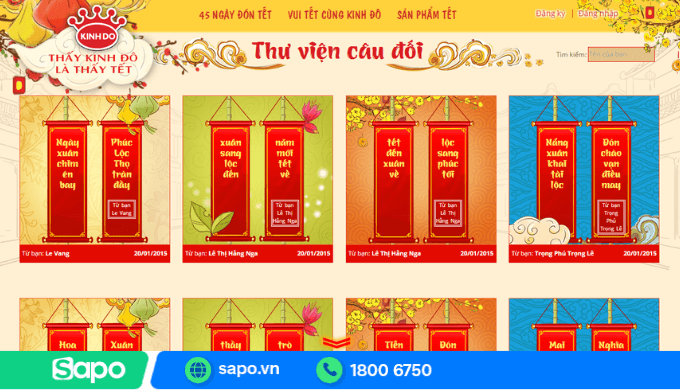 Các câu đối của khách hàng được trang trí tết cho website