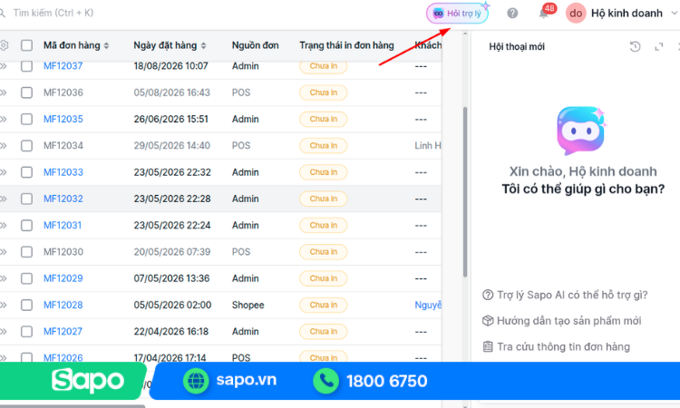 Trợ lý AI trên Sapo