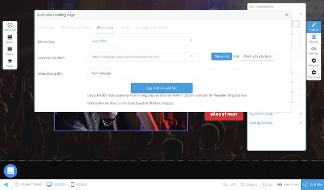 Landing page trên Sapo Web