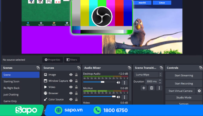 Phần mềm phát lại livestream Facebook OBS Studio