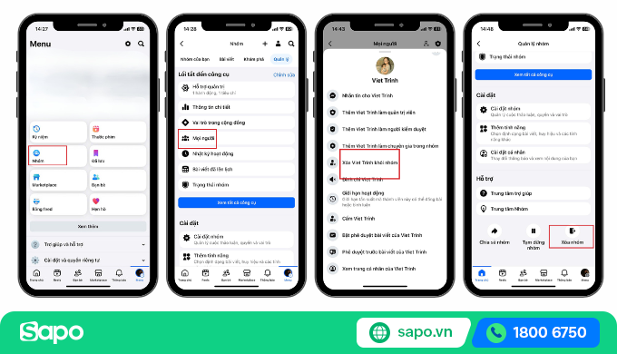 xóa nhóm Facebook bằng điện thoại