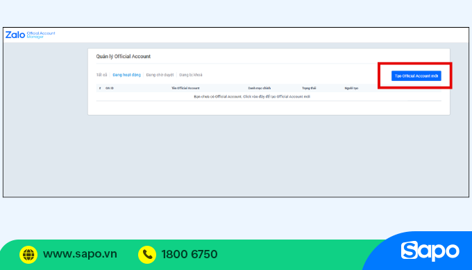 tạo tài khoản zalo oa